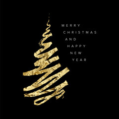 Wall Mural - minimalist modern christmas card with tree