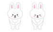 Set of rabbit bowing to someone. Vector illustration isolated on a white background.