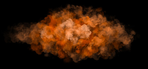 Splash of orange paint, isolated on black background
