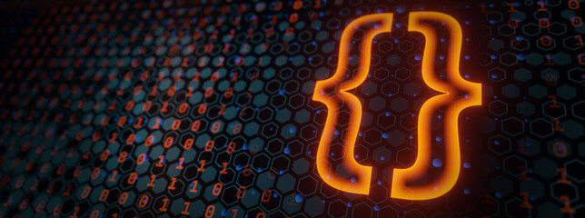 Futuristic coding bracket software development cloud computing concept banner background wallpaper