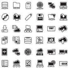Data Storage Icons. Line With Fill Design. Vector Illustration.
