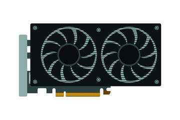 GPU icon. Graphics processing unit with two fans. Modern vector illustration isolated on white background. EPS 10