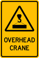 Wall Mural - Overhead crane warning sign. Facility maintenance signs and symbols.