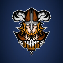 Wall Mural - esport mascot of viking head, this cool and fierce image is suitable for esport team logos or for extreme sport logo like skateboard, can be used t-shirt or merchandise design