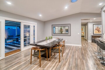 a luxury dining area in the evening 