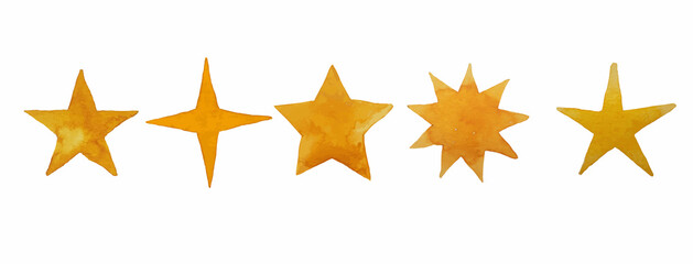 set simple golden star watercolor illustration simple golden star watercolor illustration