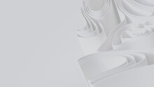 White 3D Undulating Lines Arranged To Create A Light Abstract Wallpaper. 3D Render With Copy-space. 