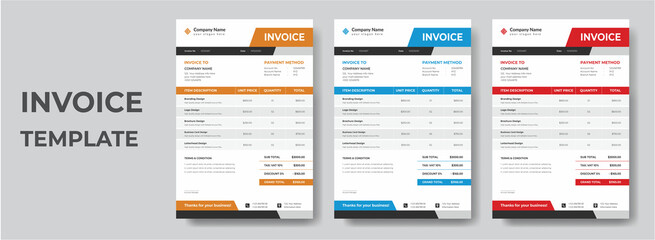 minimal corporate business invoice design template vector illustration bill form price invoice. crea