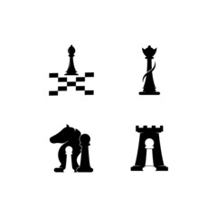 Wall Mural - Chess pieces vector illustration. Chess Pieces: King, Knight, Rook, Pawns on a chessboard.