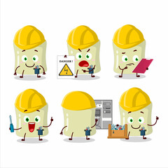 Canvas Print - Professional Lineman banana marshmallow cartoon character with tools