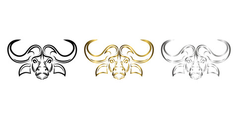 Wall Mural - Line art vector of African buffalo head. Suitable for use as decoration or logo.