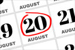 August 20 written on a calendar to remind you an important appointment.