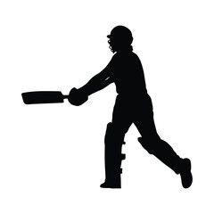 Silhouette of cricket player - batsman. Cricket elements. Famous sport. Cricket player icon.