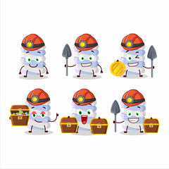 Sticker - miners blue marshmallow twist cute mascot character wearing helmet