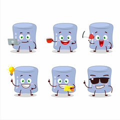 Poster - Blueberry marshmallow cartoon character with various types of business emoticons