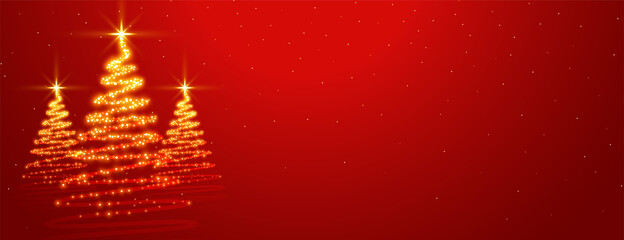 Poster - sparkling christmas star tree on red background