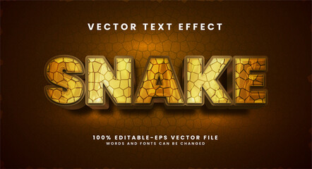 Wall Mural - Snake 3D text effect. Editable text style effect with wild animals theme.