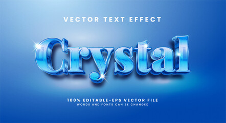 Wall Mural - Crystal 3D text effect. Editable text style effect with glossy theme.