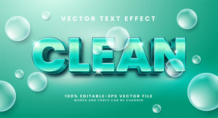 Wall Mural - Clean 3D text effect. Editable text style effect with glossy theme.