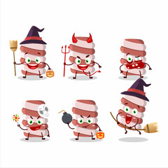 Sticker - Halloween expression emoticons with cartoon character of red marshmallow twist