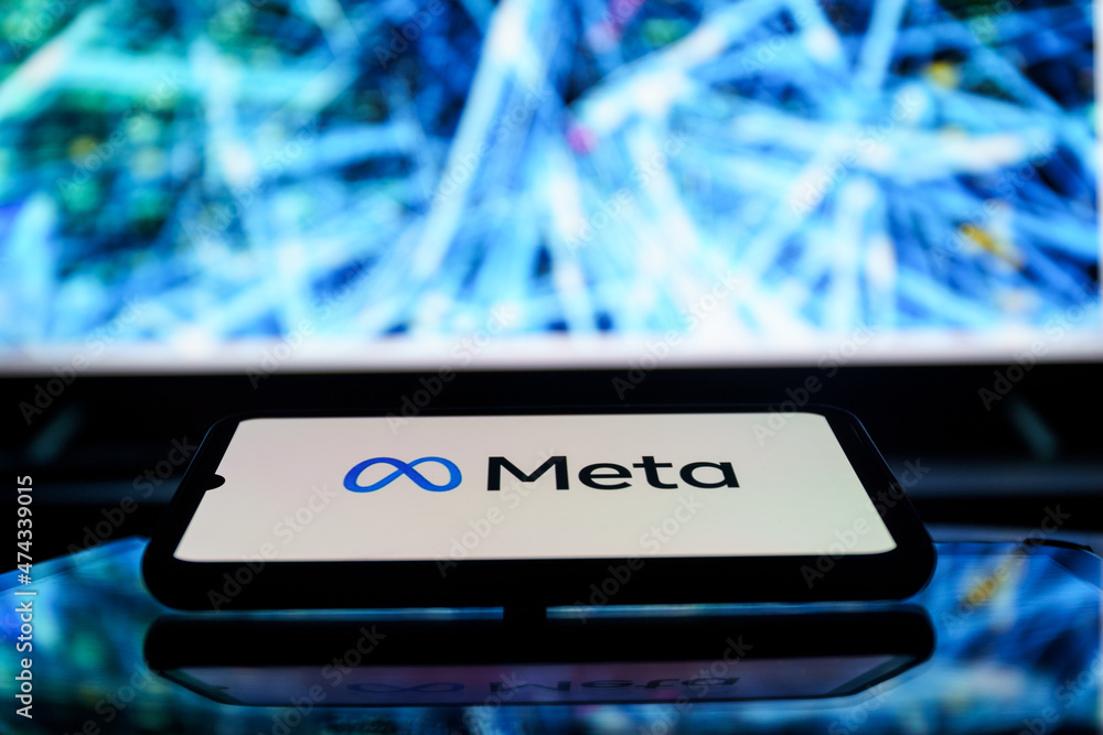 Meta logo in 3D futuristic background. The metaverse is a hypothesized ...
