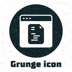 Grunge Software, web developer programming code icon isolated on white background. Javascript computer script random parts of program code. Monochrome vintage drawing. Vector