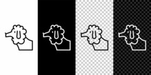 Set Line French Poodle Dog Icon Isolated On Black And White Background. Vector