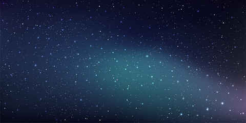 Wall Mural - starry nights with bright shiny stars, shining stars in the dark sky, milky way galaxy. vector illus
