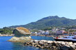 View to the Coastal landscape of Lacco Ameno from the sea, Mediterranean Sea coast, bay of Naples, Ischia island, Italy