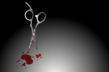 Fototapeta bloody meal on machete scissor illustration background vector . suitable for crime case criminal articles 