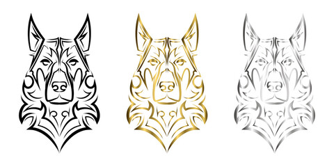 Wall Mural - line art of german shepherd dog head. Good use for symbol, mascot, icon, avatar, tattoo, T Shirt design, logo or any design you want.