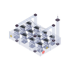 Sticker - Electric Transformers Isometric Composition