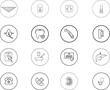 © Asianpixel - Set of linear icons support and care. Set conceptual icons life insurance and property.