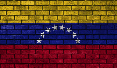 Venezuela flag on a brick wall