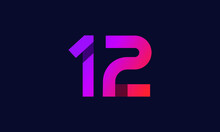 12 New Number Gradient Orange Modern Logo