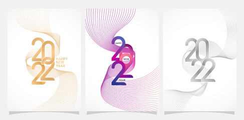 Wall Mural - 2022 font with wavy line effect 2022 Typography concept with font number variation, applicable for calendar, greeting cards, banner, flyer, screen printing, poster with minimalist template.