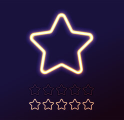 Poster - Neon glowing rating stars on dark gradient background