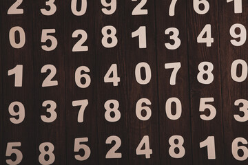 Background of numbers. from zero to nine. Numbers texture. Finance data concept. Matematic. Seamless pattern with numbers. financial crisis concept. Business success.