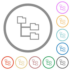 Poster - Folder structure outline flat icons with outlines