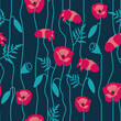 © Melissa - Red Poppies on dark Green Forest background