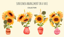 Watercolor Sunflowers In Vase Collection