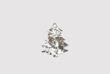 Defocus Abstract Paper Christmas Tree Shaped On Gray Background. Art Christmas Tree Paper Cutting Design Simple Card. Holiday, Abstract. Snow, Forest. Snowstorm. Winter Postcard. Out Of Focus