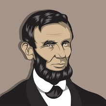 Abraham Lincoln Vector Illustration. Portrait Of The 16th American President Known For Visionary Politics