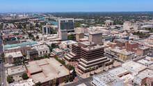 Daytime View Of The Downtown City Center Of Stockton, California, USA.