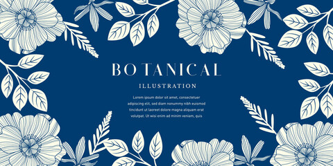 Sticker - Blue Botanical Background