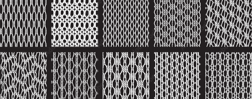 Set of 10 seamless patterns in lace mesh style. Pattern is suitable for ...