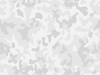 white seamless camouflage. snow camo texture. military pattern for fabric print. vector illustration