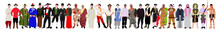 Set Of Men Dressed In National Clothes. America, Australia And Oceania. Vector Flat Illustration