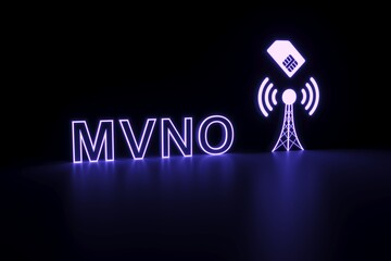 Wall Mural - MVNO neon concept self illumination background 3D illustration