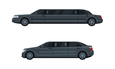 Poster - Stretch Limousine as Long Wheelbase Luxury Sedan and Urban Transport Vector Set